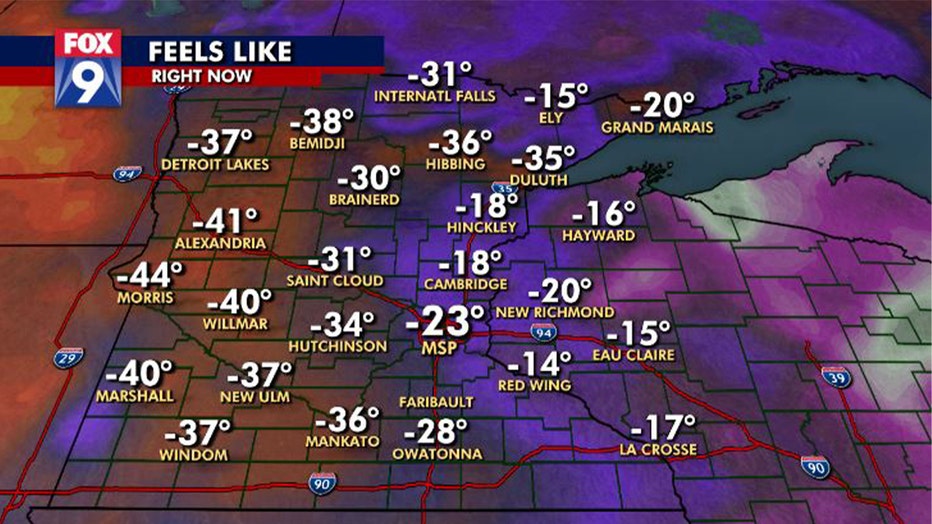 Wind chills at 7 a.m.