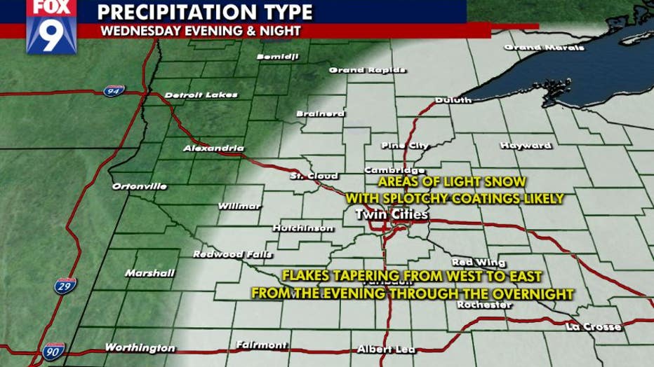 Wednesday evening snow