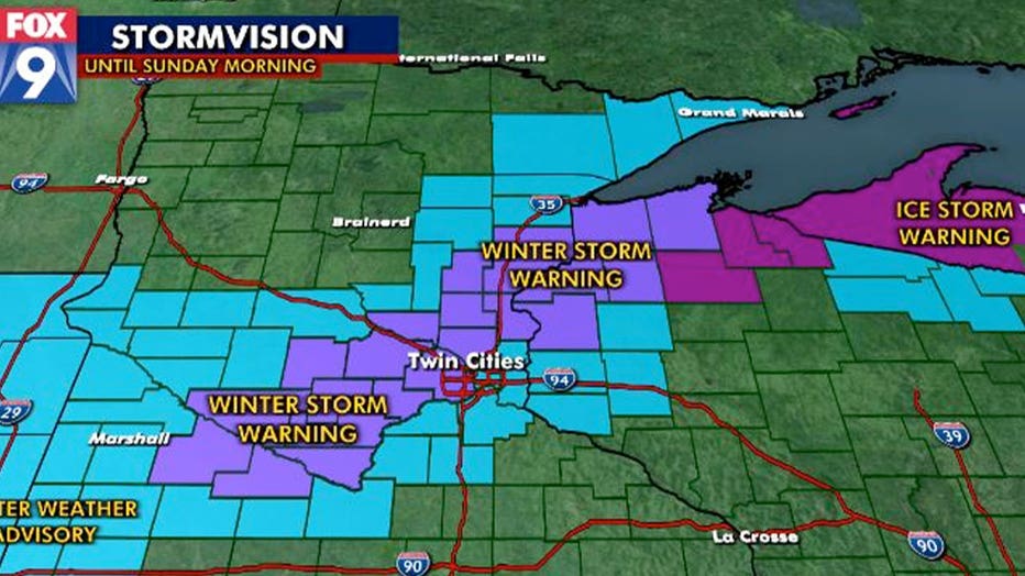Graphic showing areas covered by advisories.