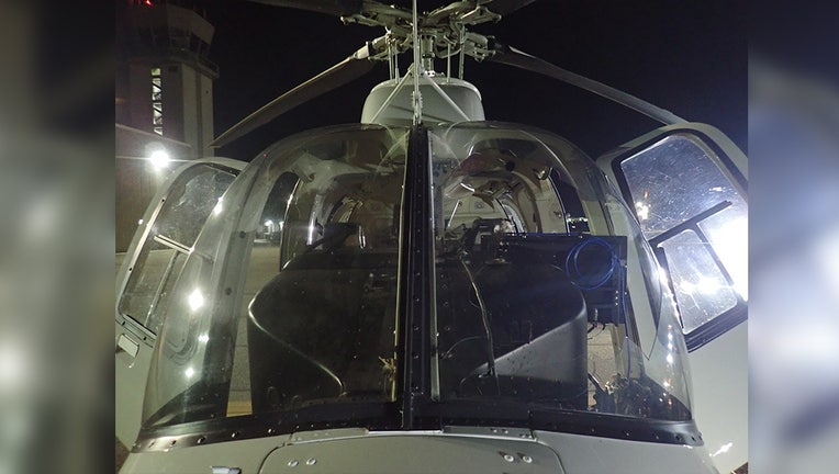 A duck crashed through the windshield of a State Patrol helicopter on Wednesday night.