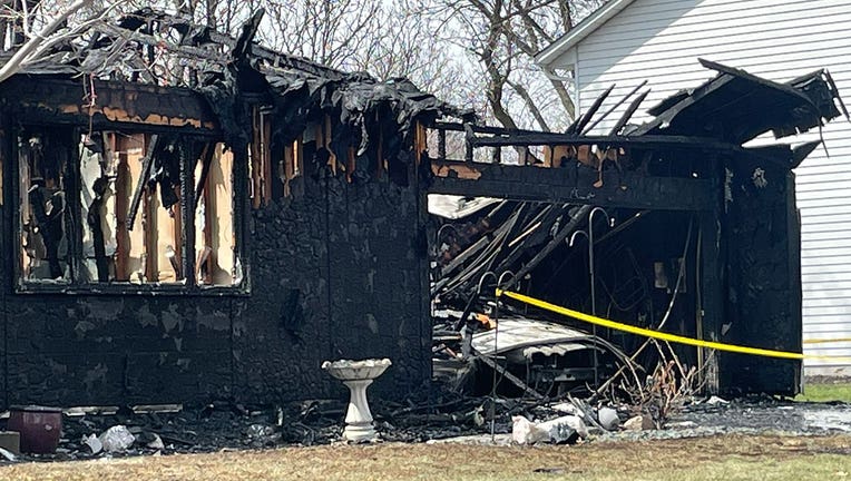 A home badly damaged by fire in Maple Grove