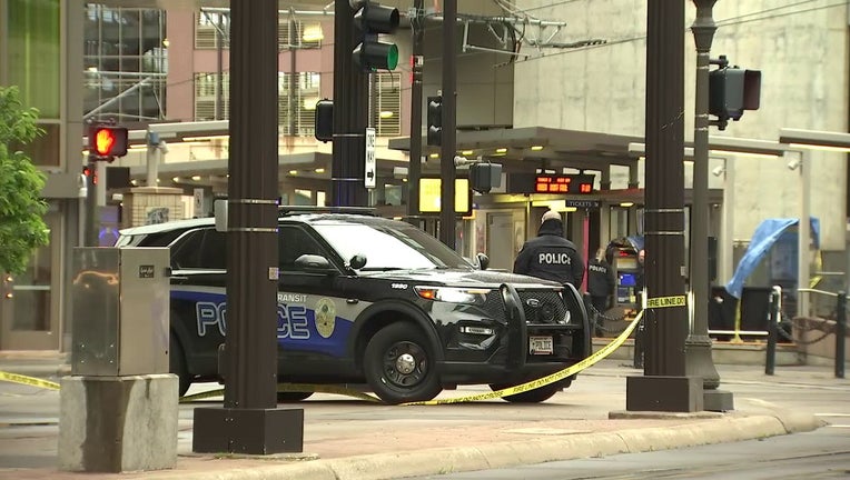 Investigation scene at train platform in St. Paul.