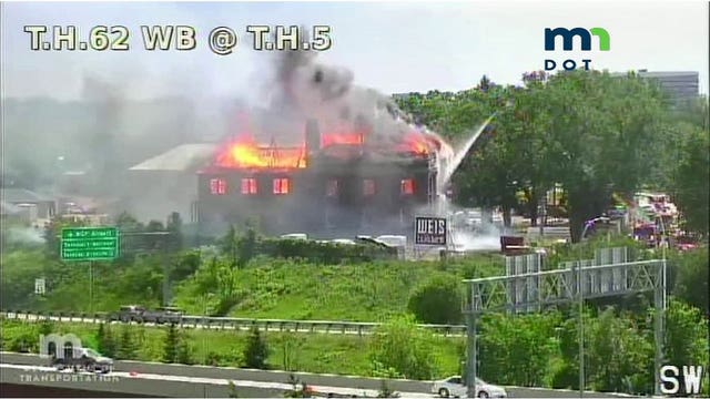 Large fire burns building near Fort Snelling in Minnesota