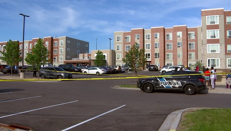 Police taped off the apartment parking lot for the investigation