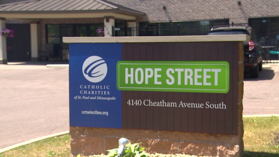 Sign outside Hope Street youth shelter