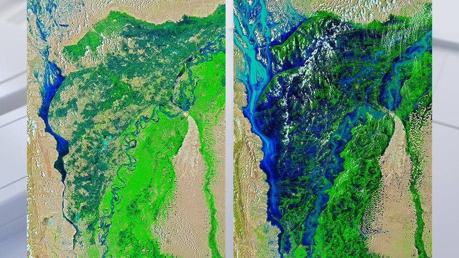 Pakistan flooding before after