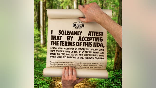 Busch Light's NDA for fans keeps hiking trails hidden