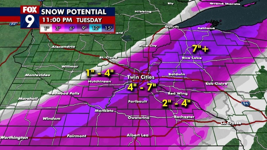 Tuesday's snowfall