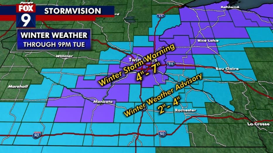 Winter Storm Warning Issued For Much Of Twin Cities, 4-7 Inches ...