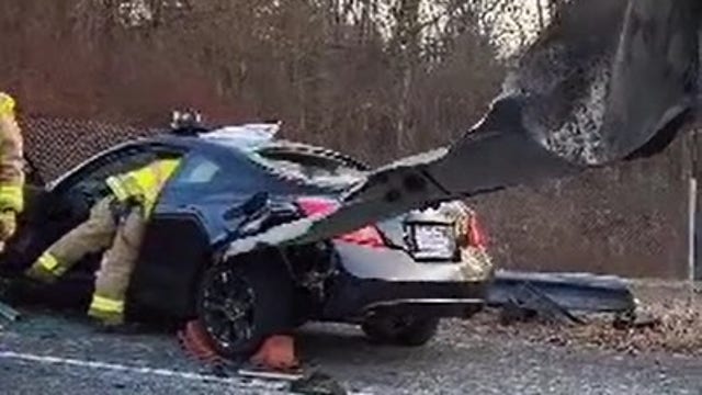 Motorists survive after guardrail impales car on Connecticut highway