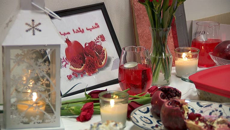 Traditional Afghan food as part of a Shabe Yalda, a ceremony celebrated the night of the winter solstice, at the Afghan Cultural Society in Minneapolis. (FOX 9)