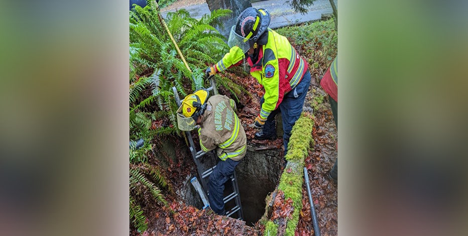 Oregon firefighters rescue dog that fell into well