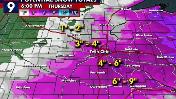 Thursday's snow expected through early afternoon, 3-6 inches possible