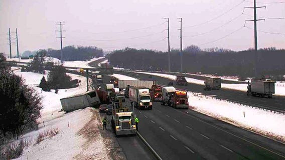Drivers survive after 2 semi trucks collided head-on along I-94