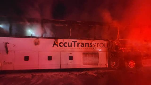 Bus carrying wrestling team catches fire on Wisconsin highway