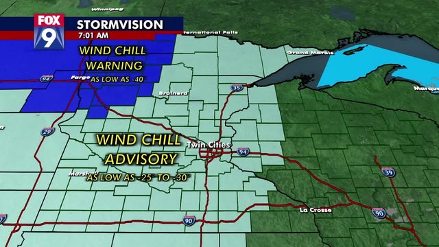 Minnesota weather: Wind chill advisory for Sunday; even colder on Monday