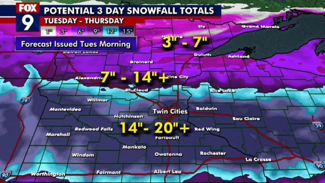 Minnesota weather: High-impact snow storm will hit in 2 waves starting Tuesday