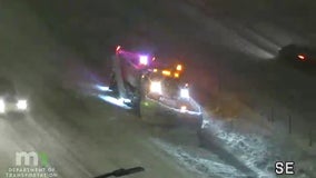 Video: Snow plow goes off the road on Hwy 100