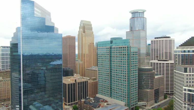 A drone view of the City of Minneapolis.