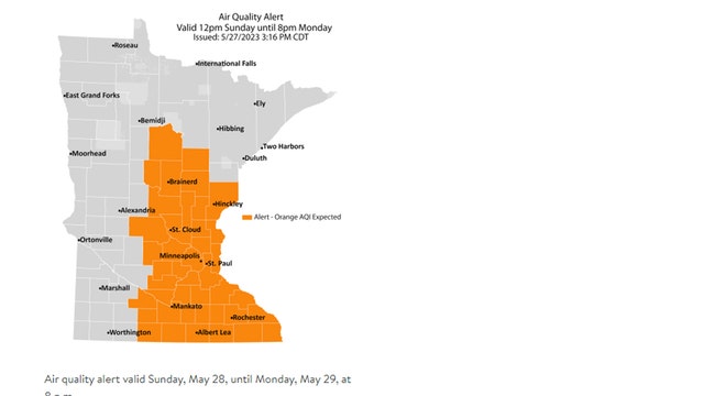 Red flag warning; air quality alert issued for parts of Minnesota
