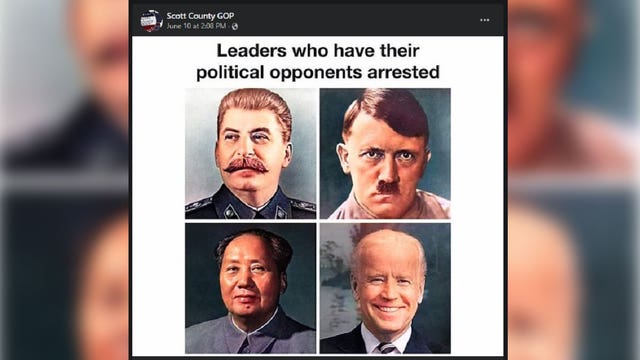 Local GOP chapter draws bipartisan criticism for comparing Biden to dictators following Trump indictment
