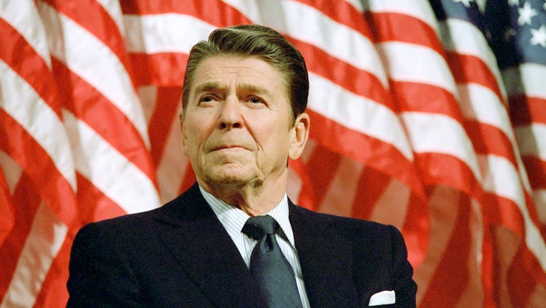 President Reagan at a rally for Senator David Durenberger 1982. ( Photo by: HUM Images/Universal Images Group via Getty Images)