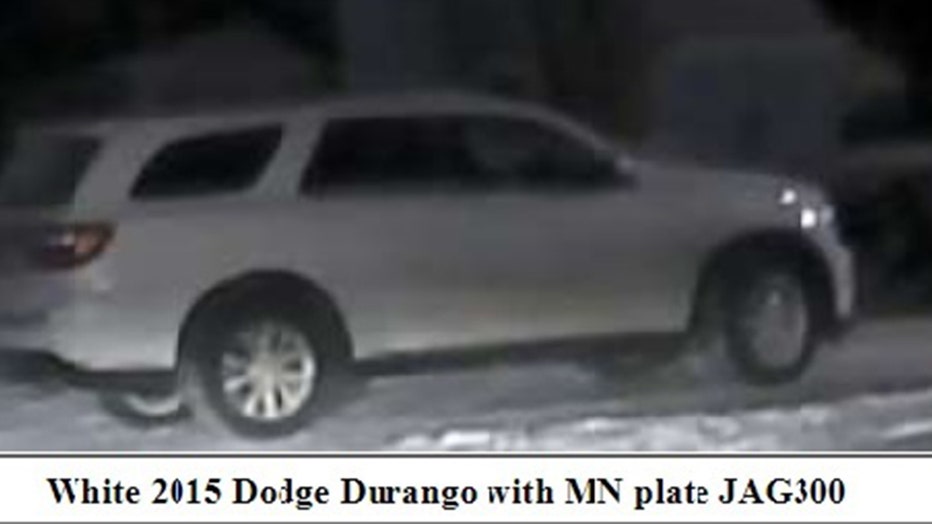 Investigators are looking for a white, 2015 Dodge Durango with Minnesota plate JAG300 that they believe is linked to a fatal driveby shooting that occurred in Austin,Minnesota on Friday night. (Image by the Austin PD)