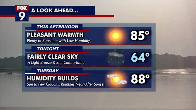 Minnesota weather: Pleasant Monday; heat, humidity return this week