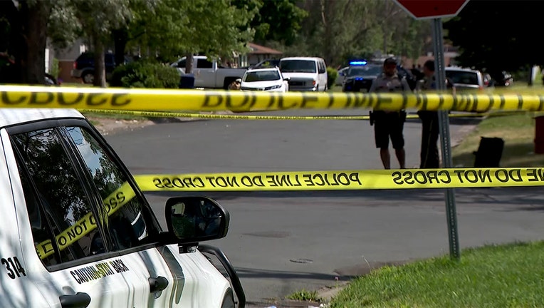 Police tape cordons off the area in Columbia Heights, where a juvenile suspect was apprehended following a shooting that left two individuals wounded (FOX 9)