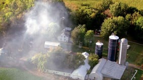 Fire burns at farm in Carver County