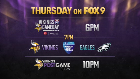 How to watch Minnesota Vikings vs. Philadelphia Eagles on FOX 9 on Thursday, Sept. 14