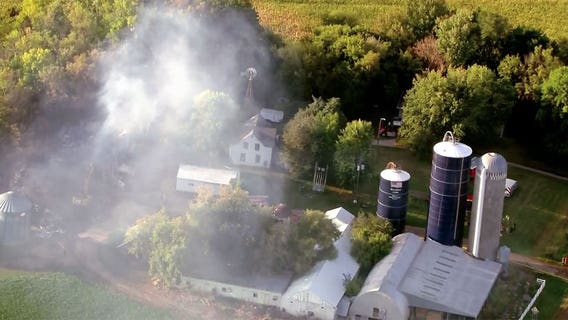 Fire burns at farm in Carver County