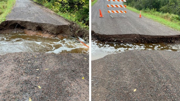 Heavy rains wash out roads near Duluth