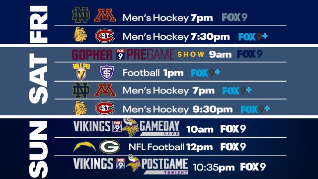 How to watch Minnesota, St. Cloud college hockey, St. Thomas football on FOX 9 and FOX 9+ this weekend
