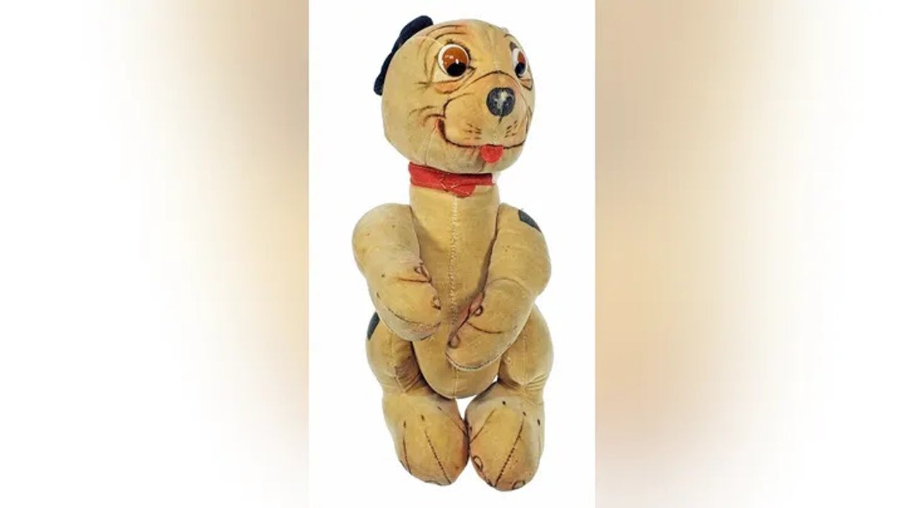 キャメル色　ボンゾー　ボンゾ犬　bonzo アンティーク　ソルト&ペッパー 1-Rare-c.1927-Steiff-Jointed-