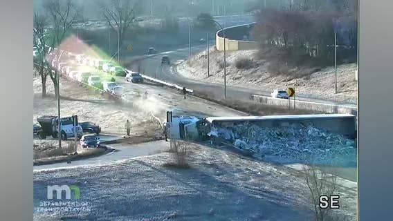 Portion of I-94 in Brooklyn Center closes after semi-truck spills debris