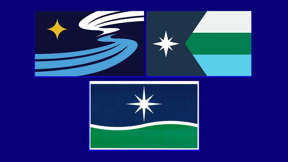 The three finalists for the new Minnesota state flag. 