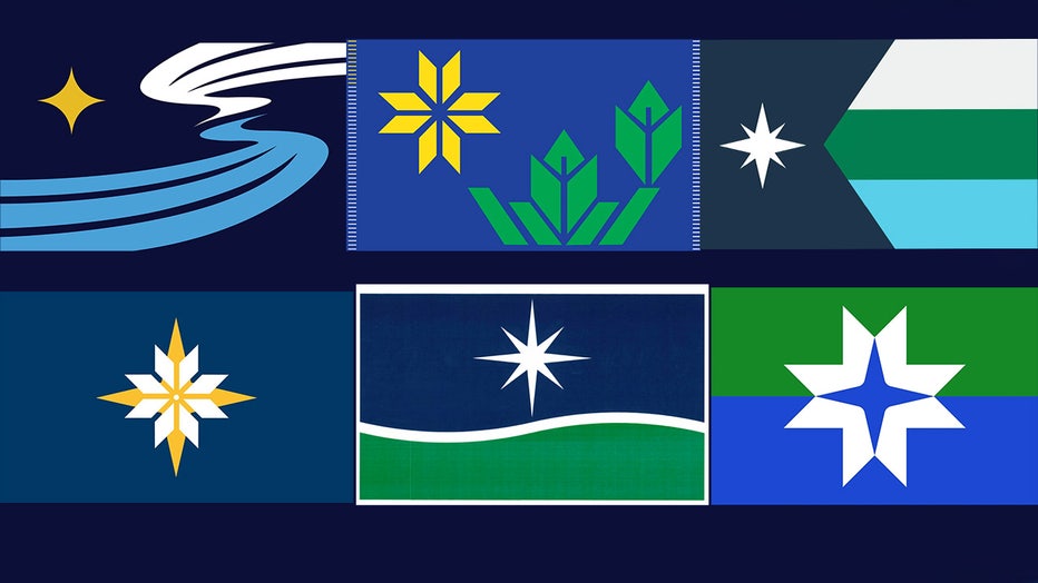 The six finalists for Minnesota's new state flag. 