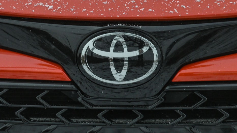 FILE - Toyota logo seen on a Toyota vehicle in Edmonton, on Oct. 26, 2023, in Edmonton, Alberta, Canada. (Photo by Artur Widak/NurPhoto via Getty Images)