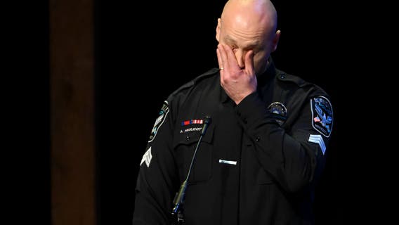 Burnsville memorial service: Sgt. Adam Medlicott, who was hurt in shooting, speaks
