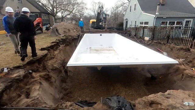 In the middle of a Minnesota winter, man installs in-ground pool, thanks to mild temps