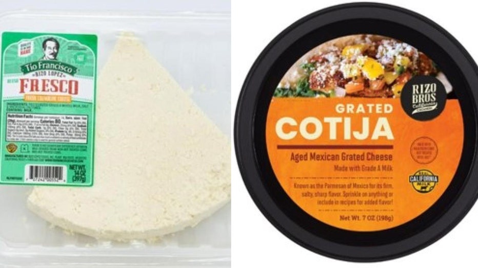 Two of the recalled cheese products are pictured in provided images. (Credit: U.S. Food and Drug Administration)