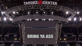 Target Center displays ‘Bring ya ass’ on jumbotron ahead of Wolves/Mavericks Game 1