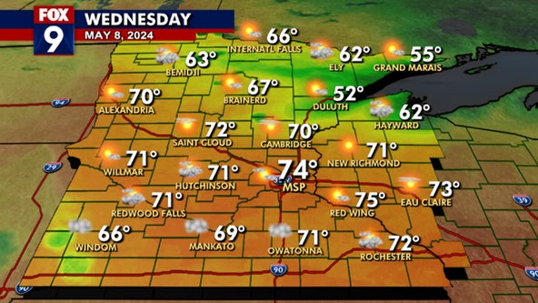 Minnesota weather: Warmer Wednesday, late day scattered rumbles