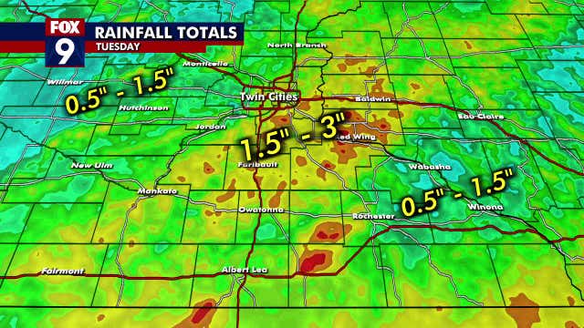 Minnesota rain totals: Heavy downpours from Tuesday’s storm