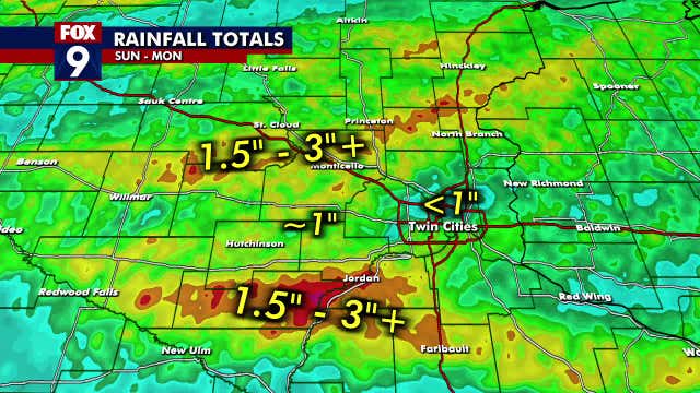 Minnesota rain totals: Showers from Sunday to Monday storms