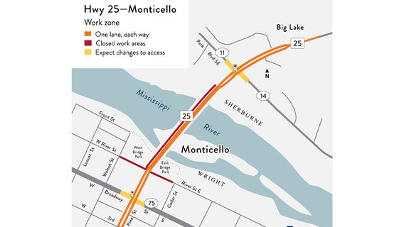 Highway 25 bridge work in Monticello begins July 8, delays expected