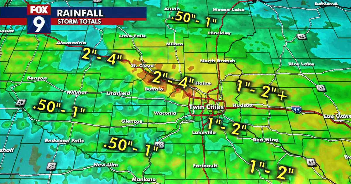 Minnesota weather: Rain totals from Monday's storms | FOX 9 Minneapolis ...