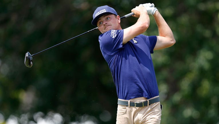 Luke Clanton plays his shot from the 10th tee during the second round of the 3M Open at TPC Twin Cities on July 26, 2024 in Blaine, Minnesota.