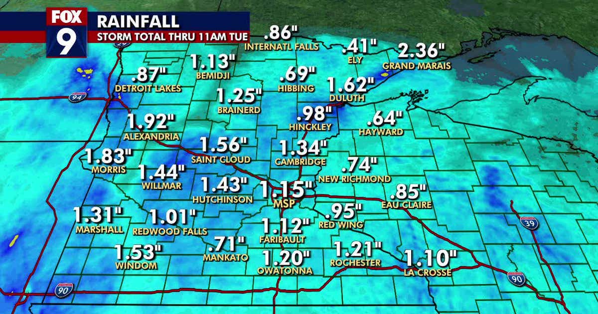 MN weather: Rain totals from Monday through Tuesday morning | FOX 9 ...